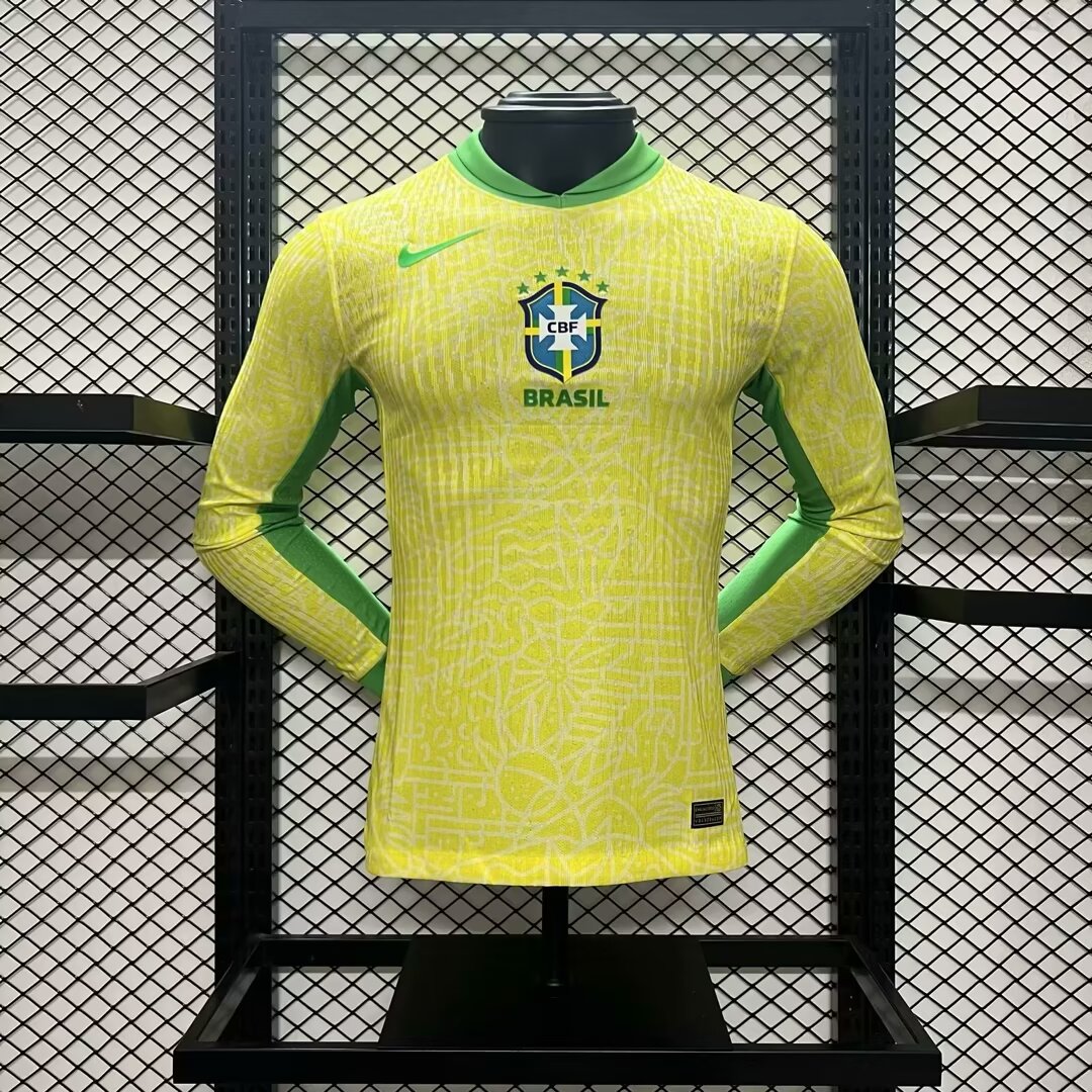 Brazil 2024/25 Home Long Sleeves Jersey – Player